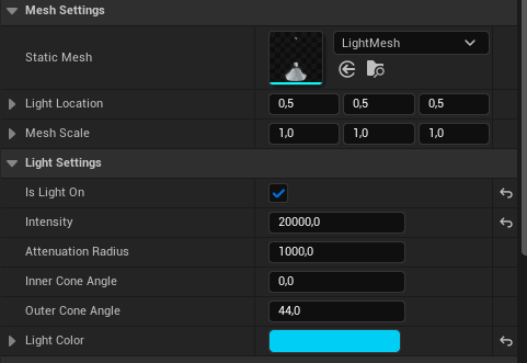 Light Setup Screenshot